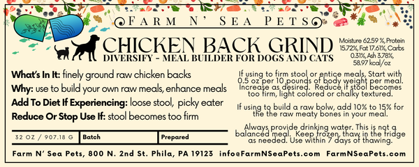 Chicken Backs Fine Raw Grind in Scoop-able Container